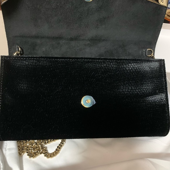 Jimmy Choo Clutch Bag. Black Lizard printed velvet. - Picture 16 of 16